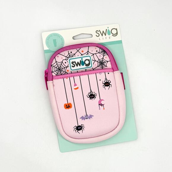 Swig Life Sweet & Spooky Pink Spider Bat Mega Mug Tumbler Pouch Halloween NEW - Picture 1 of 7
